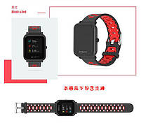 Amazfit Bip / GTS Ремешок для смарт часов, Black with red, ширина - 20 мм., фото 2