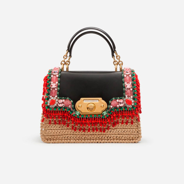 Женская сумочка с вышивкой Welcome от Dolce&Gabbana | вид спереди