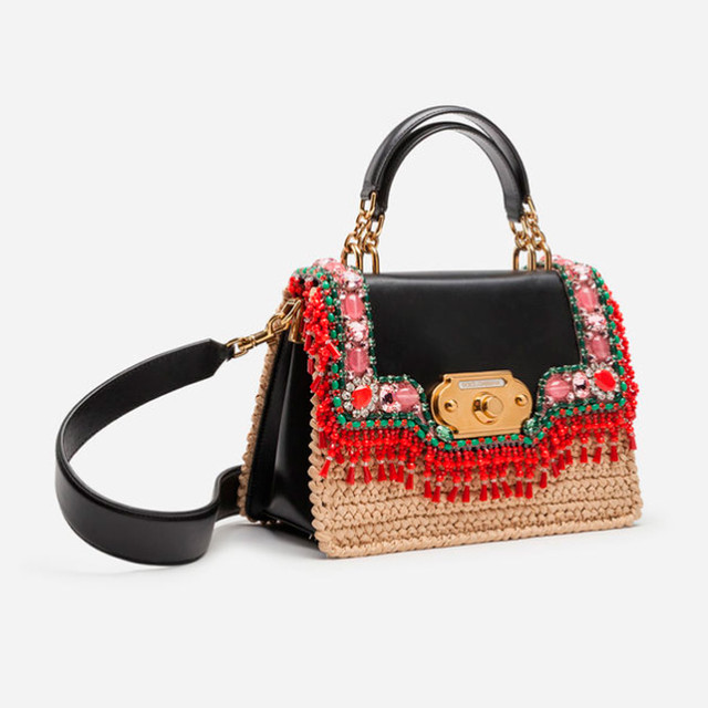Жіноча сумочка з вишивкою Welcome від Dolce&Gabbana | вид збоку