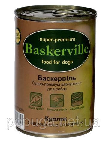 Baskerville Кролик із вермішельою й морквою для собак, 400 г
