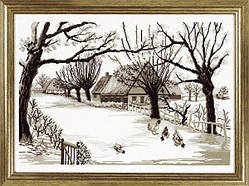 Набір для вишивання хрестом ТМ Permin "Прогулянка птахів. Графіка. (Fowl run graphics)" 70-3128