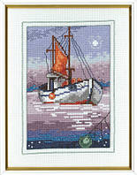 Набор для вышивания крестом ТМ Permin с рамкой "Рыболовное судно (Fishing vessel)" 92-7196R