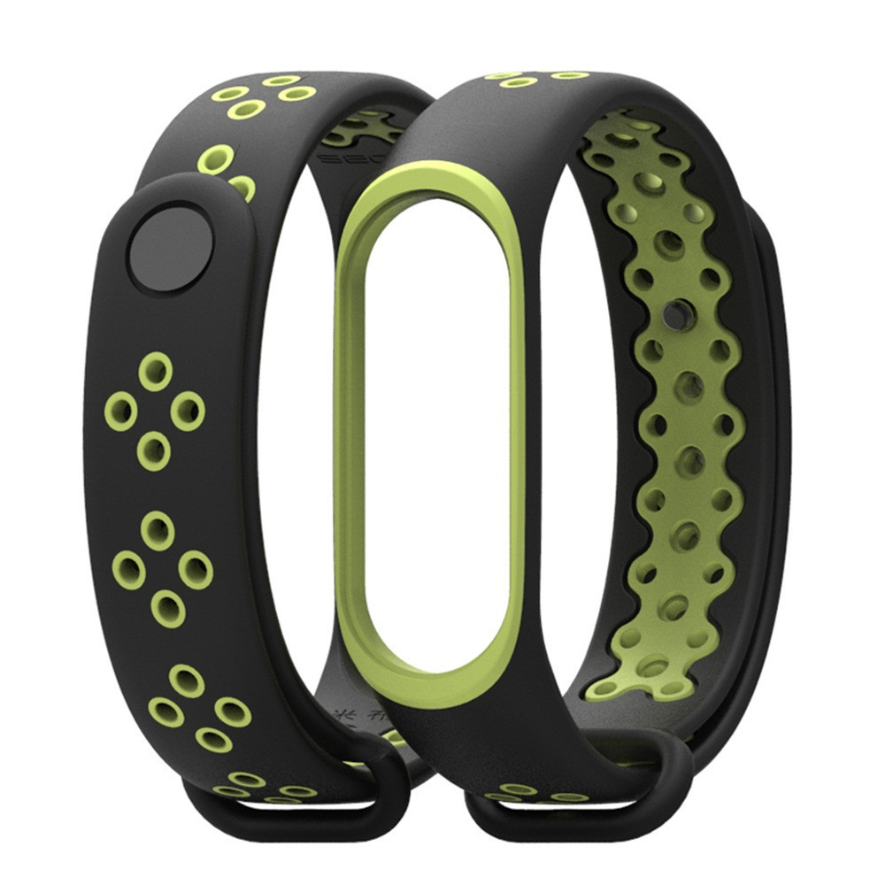 Ремешок для фитнес-браслета Xiaomi Mi Band 3 и 4 Sport Black with lime
