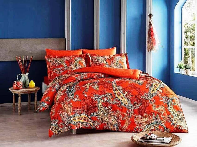 Постільна білизна TAC DIGITAL SATEN Marisol oranj євро, фото 1