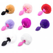 Анальна пробка 2.8 см Playboy хвіст кролика зайця з хутром круглий, фото 3