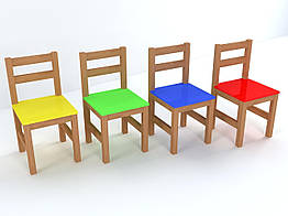 Стілець дитячий дерев'яний кольоровий №3 / Стільчик для дітей / Меблі для дитячого садка