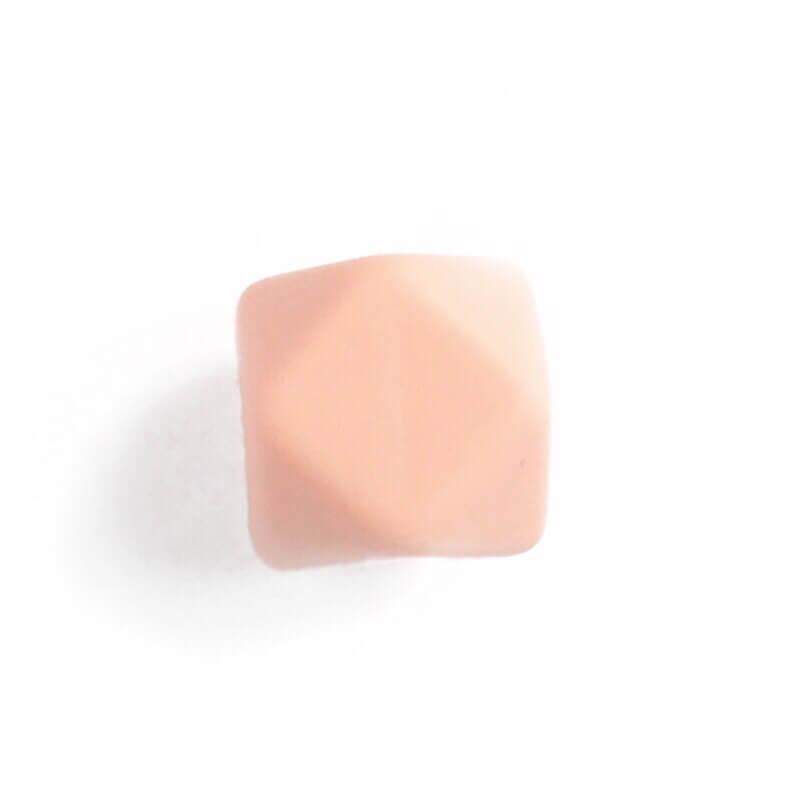 Гексагон 17 мм (персик), силіконові намистини, фото 1