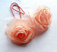 Резинка для волос с цветами ручной работы "Роза Персиковая"