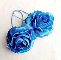 Резинка для волос с цветами ручной работы "Роза Васильковая"
