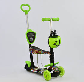 Самокат-біговел 5в1 Best Scooter 59050 з батьківською ручкою та сидінням, підсвічування коліс і платформи