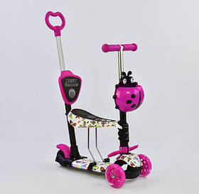 Самокат-біговел 5в1 Best Scooter 60070 з батьківською ручкою та сидінням, підсвічування коліс і платформи