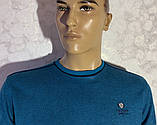 Стильні чоловічі турецькі светри світшоти кольору петроль, фото 2