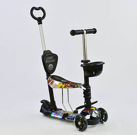 Самокат-біговел 5в1 Best Scooter 67050 з батьківською ручкою та сидінням, підсвічування коліс і платформи