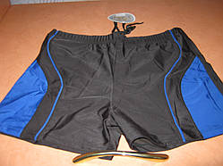 Плавки-боксери для купання чоловічі Sun&Okean на шнурівці розмір XL (48) чорні з синіми вставками
