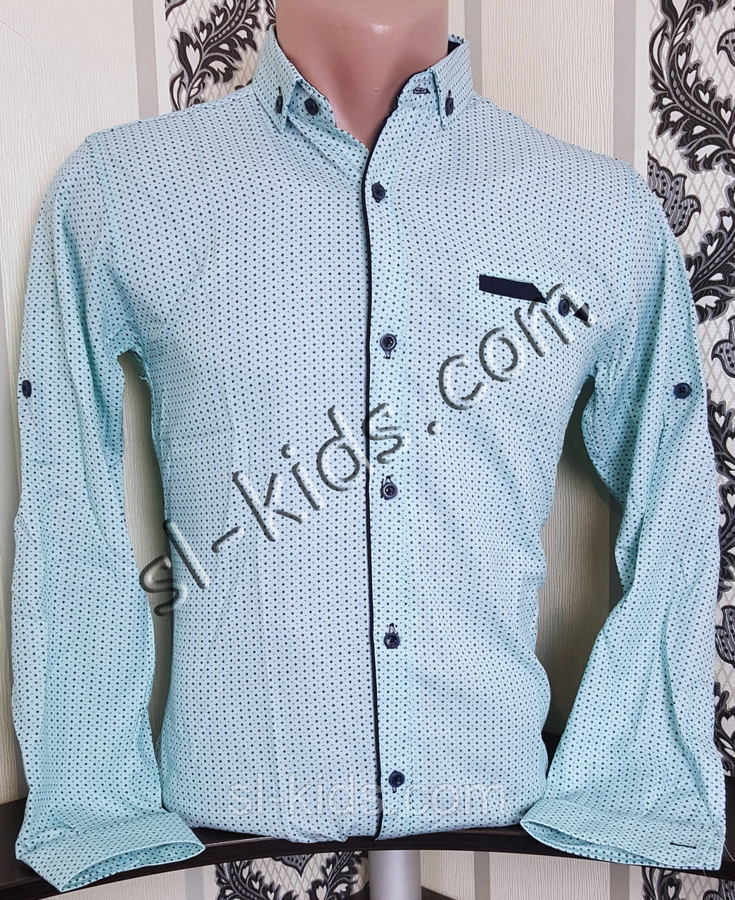 Стрейчева сорочка для хлопчика 6-11 років (розн) (бірюза) (пр. Туреччина)