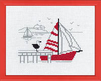 Набор для вышивания крестом ТМ Permin "Красная лодка (Red boat)" 13-7121