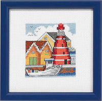 Набор для вышивания крестом ТМ Permin "Гавань с красным маяком (Red lighthouse habour)" 14-5195