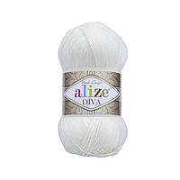 Alize DIVA (Алізе Діва) № 1055 цукрово-білий (Пряжа, нитки для в'язання)
