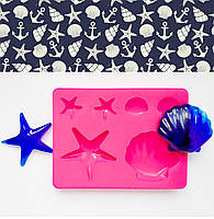 Молд "Морська картина" палетка для заливки 6 різних форм для смоли, глини, шоколаду