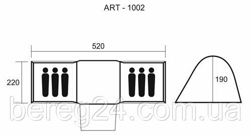 Палатка 6 местная с тамбуром Green Camp 1002 - фото 2 - id-p928744418