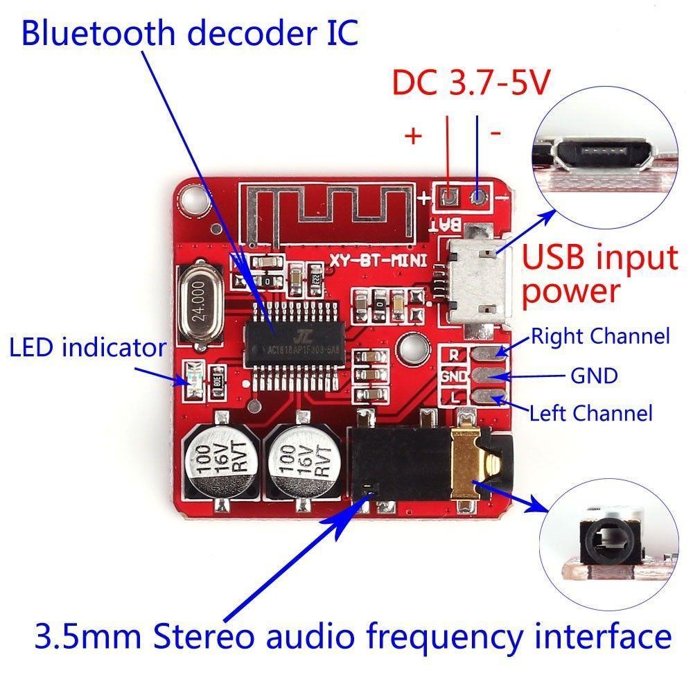 Аудио модуль приемник XY-BT-Mini Bluetooth 4.1, DC 3.7-5В, AUX [#6-9] - фото 2 - id-p928800140