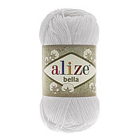 Alize BELLA 100 (Белла 100) № 55 білий (Пряжа бавовна, нитки для в'язання)