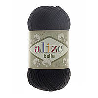 Alize BELLA 100 (Белла 100) № 60 чорний (Пряжа бавовна, нитки для в'язання)