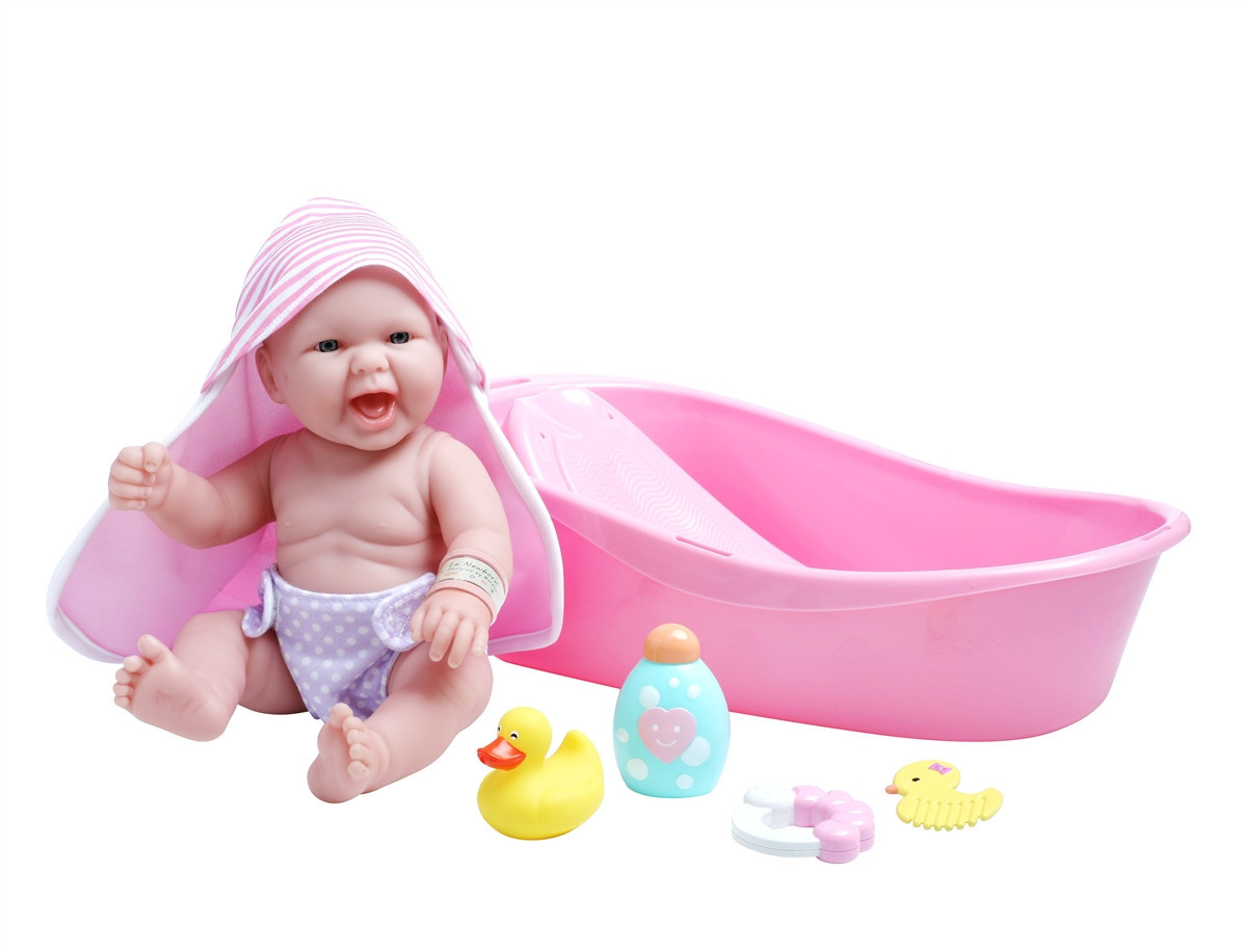 Пупс Новонароджений реалістичний малюк з рожевою ванної La Newborn 8 Piece Realistic Baby Doll Bathtub Set