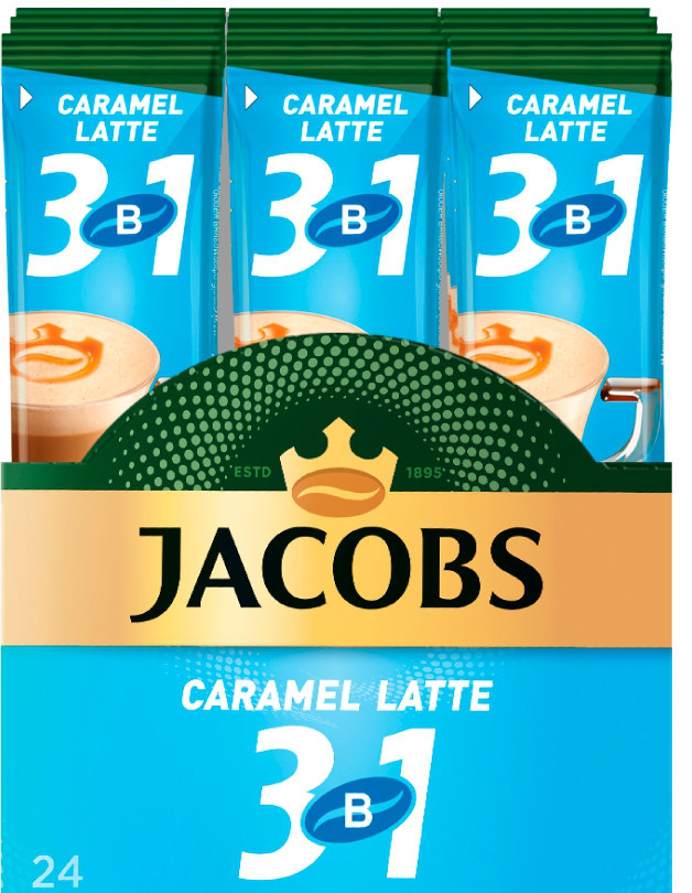 Кава розчинна Jacobs 3in1 Caramel Latte 12g 24 шт. x10 бл