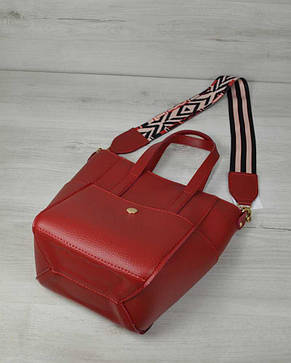 Молодіжна жіноча сумка Мілана з Яскравим паском червоного кольору, фото 2