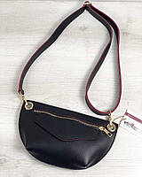 Жіноча сумка сумка на пояс - клатч Нана чорного кольору з червоним