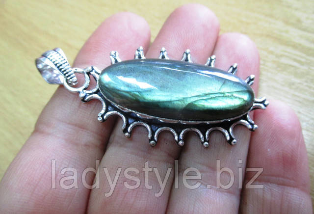 Шикарный серебряный кулон с натуральным лабрадором от студии LadyStyle.Biz украшения с агатом, натуральный агат купить, лабрадор кулон подвеска кольцо, перстень для девушки