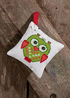 Набір для вишивання хрестом ТМ Permin "Подушечка Зелена сова (Pincushion, green owl)" 03-7395