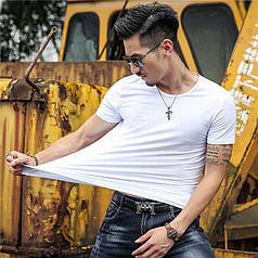 Чоловіча футболка 100% Бавовна Марка "COSTOM" Арт.1807 (біла)