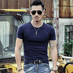 Чоловіча футболка 100% Бавовна Марка "COSTOM" Арт.1802 (синій)