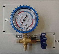 Манометр с краном r12a, R134a, R22a, R404a.