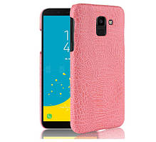 Чохол накладка Croco Style для Samsung J6 2018 / J600 Рожевий