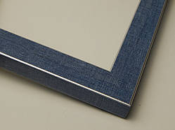 Рамка А2(420х594) Синій зі срібною окантовкою.  Профіль 22 мм. Для картин,плакатов,фото