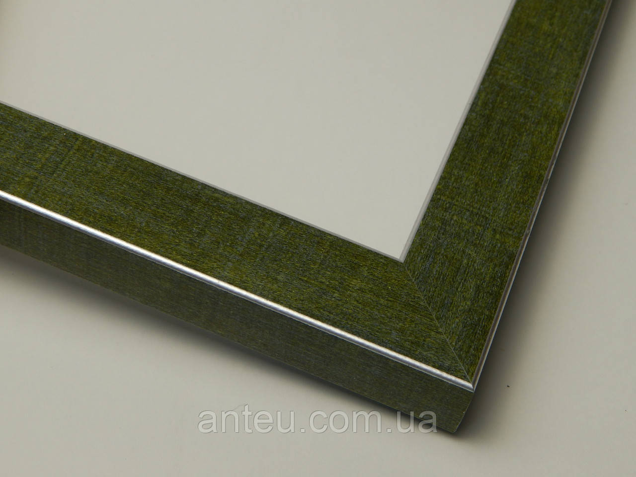 Рамка А2(420х594). Зелений зі срібною окантовкою. Профиль 22 мм. Для картин,плакатов,фото