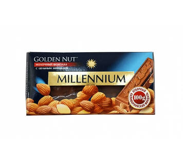 Шоколад Millennium Gold молочний з цільним мигдалем 100 g x 25 шт
