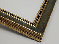 Рамка А2(420х594).Для картин,плакатов,фото...30ммАнтичное золото с зеленой вставкой