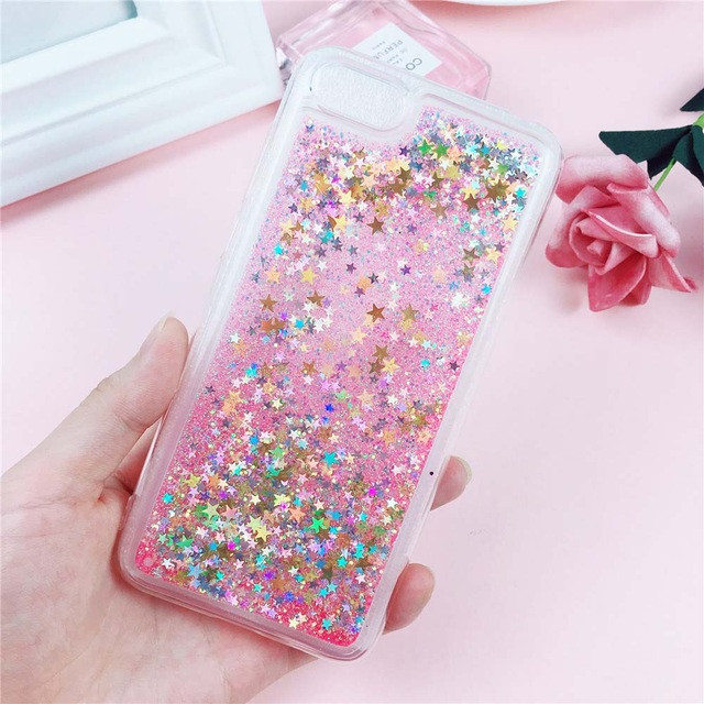 Чохол Glitter для Iphone 6 / 6s Бампер Рідкий блиск зірки рожевий