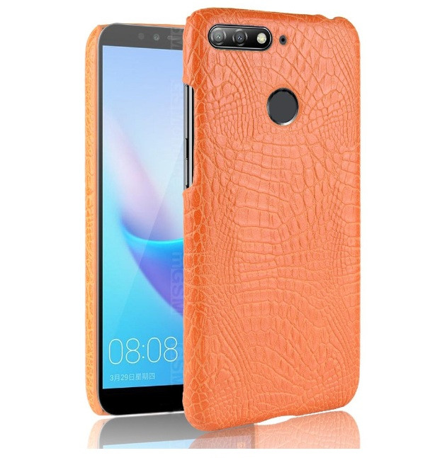 Чохол накладка Croco Style для Huawei Y6 Prime 2018 Жовтогарячий