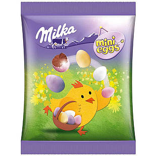 Шоколадні яєчка Milka mini Eggs в кольорової глазурі, 100 р.