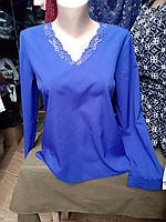 Красивая женская блузка однотонная с гипюром