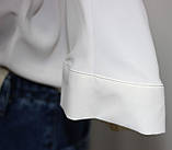 Стильна біла жіноча блуза, шифон з мереживом, Туреччина, фото 2