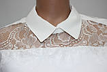 Стильна біла жіноча блуза, шифон з мереживом, Туреччина, фото 5