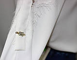 Стильна біла жіноча блуза, шифон з мереживом, Туреччина, фото 7