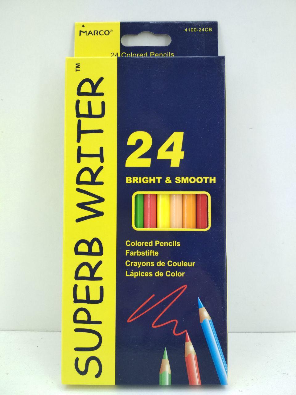 Набір кольорових олівців 24 кольори "SUPER WRITER" Marco 4100-24CB (1 пачка), фото 1
