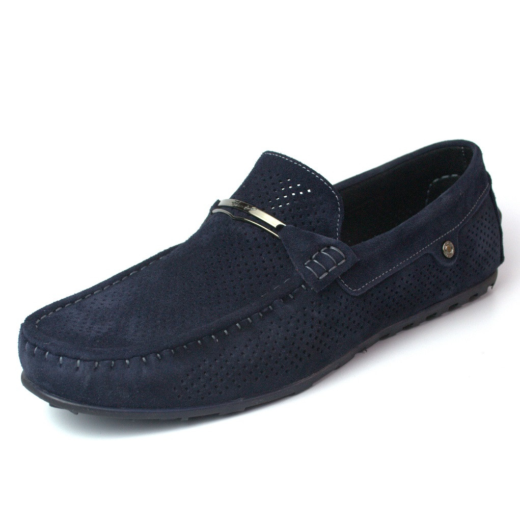 Акція Літні мокасини для водіїв сині замшеві з перфорацією чоловіче взуття Rosso Avangard M4 Cross Havy Blu, фото 1
